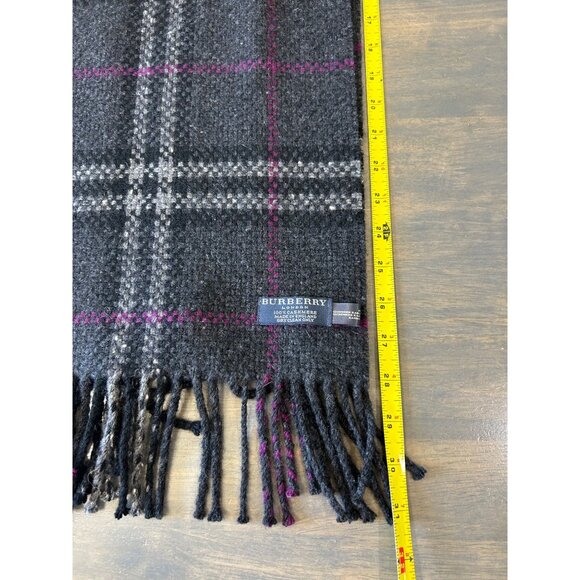 Burberry London 100% Cashmere Check Plaid Dark Charcoal Gray - Picture 6 of 9